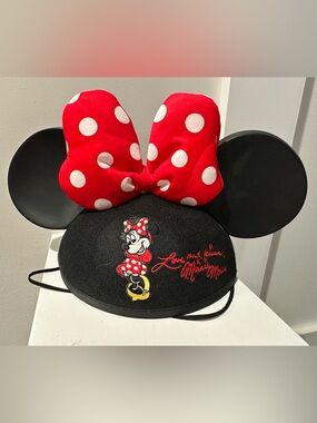 Disney Minnie Mouse Ears Felt Hat with Red Polka Dot Bow Youth Size